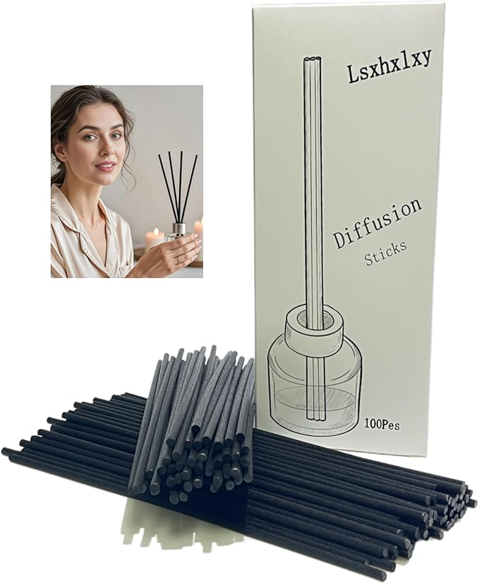 100 Black Reed Fiber Diffuser Sticks,Diameter 3.5mm, Length 190mm (7.48 inches), Suitable for Various Essential Oils and Perfume, Lasting, Stable and Diffusing Fragrance