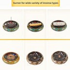 Incense Stick Holder - Green Ceramic Incense Burner， Crystal Lotus Incense Holder, Incense Burner for Cone, Coil, Sage Cones, Frankincense, and Palo Santo