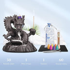Ceramic Dragon Backflow Incense Holder Waterfall Incense Burner, Smoke Incense Holder, with 70 Backflow Incense Cones + 50 Incense Stick, 1 Mat, 1 Tweezers Home Decor (Brown-Dragon)