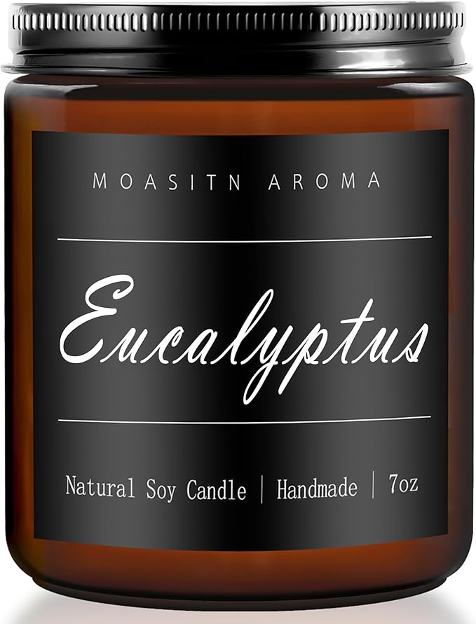 MOASITN Eucalyptus Heavenly Scented Candles for Home| Natural Soy Aromatherapy Candle| Handmade Long Lasting Jar Candel| Women,Men Gift for Relaxing,Housewarming,Birthday,Meditation,Bath| 7oz