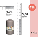 BOLSIUS 8 Grey Pillar Candles - 2.75 x 5 Inches - Premium European Quality - Individually Wrapped - 43 Hours Burn Time - Dripless & Smokeless - Unscented Dinner, Wedding & Restaurant Gray Candles