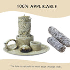 4 in 1 Incense Burner Holder for Sticks, Palo Santo Sticks Holder, Candle and Sage Holder for Burning Ceramic Ash Catcher Tray for Meditation Yoga Room Home Decor (Gray)