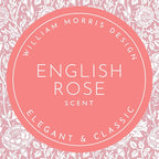 Rose Scented Drawer Liners in a Pink William Morris Design. Contains Rose Essential Oil | Pack of 5 Folded Sheets | Contains Essential Oils | Made in The UK.