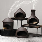 Palo Santo Stick Holder, Sage and Palo Santo Stick Burner, Handmade Ceramic Incense Burner with Chiminea Clay Incense Plate and ash Collector, Used for Meditation, Yoga, and Energy Purification