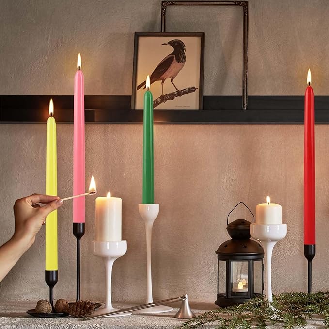 30 Pack 10 inch Assorted Color Spell Taper Candles –Unscented Dripless,Taper Candles for Rituals, Prayer, Birthdays, Meditation, Altar, Spells, Chime Candles - Ideal for Witches-10 Colours.