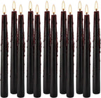 12PCS 10-Inch Black Bleeding Taper Candles,Vampire Tears Taper Candles- Unscented Ideal for Halloween, Christmas, Rituals, and Themed Party Decor