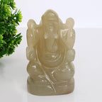 REAL-GEMS Lord Ganesha Figurines Handmade Green Serpentine Gemstone Decorative Statue Modern Home Table Decor Gifts Approximately 1199 Ct.…