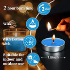 Blue Tea Lights Candles Set - MAQIHAN 25pcs Tealight Candles Votive Soy Candle with Cotton Wick for Home Decoration, Wedding, Emergencies, Shabbat