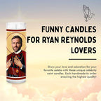 Ryan Celebrity Glass Jar Candle – Unscented Handmade Soy Wax Votive Candle – Unique Gift for Movie Lovers – Home Decor Collectible for Living Room & Office – 8 Inch
