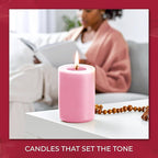 Biedermann & Sons 45-Hour Long Burning Unscented Pillar Candles, Dusty Rose, 3 x 4 Inch - Set of 6