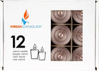 Mega Candles 12 pcs Unscented Rose Gold Votive Candles, Hand Poured Wax Candle 15 Hours 1.5 Inch x 2.25 Inch, Home Décor, Wedding Receptions, Centerpieces, Occasions, Events, Meditations, Holders