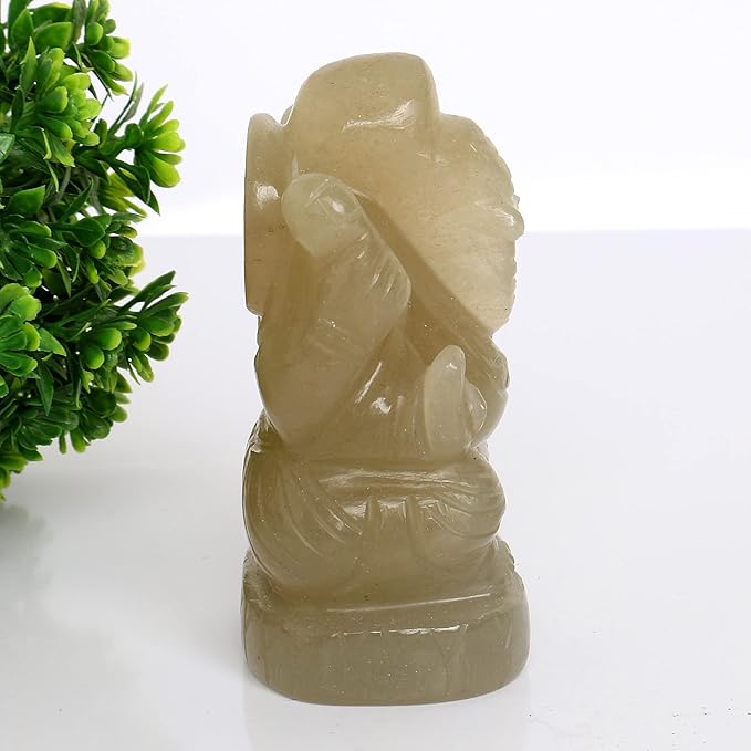 REAL-GEMS Lord Ganesha Figurines Handmade Green Serpentine Gemstone Decorative Statue Modern Home Table Decor Gifts Approximately 1199 Ct.…