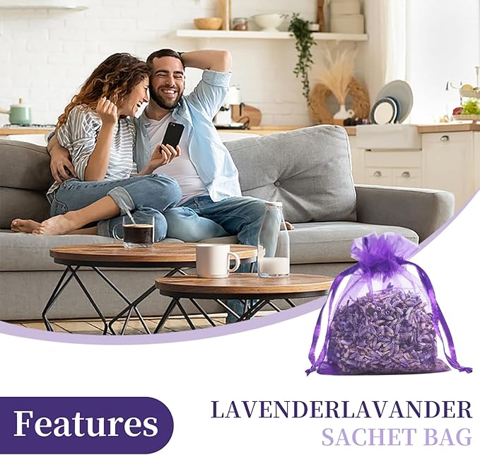 24 Pieces French Dried Lavender Sachet Lavender Flower Bags Long Lasting Fresh Scents 2023 New Lavender Buds for Clothes Storage Drawers and Closets Home