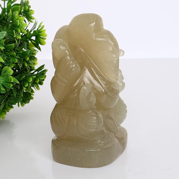 REAL-GEMS Lord Ganesha Figurines Handmade Green Serpentine Gemstone Decorative Statue Modern Home Table Decor Gifts Approximately 1199 Ct.…