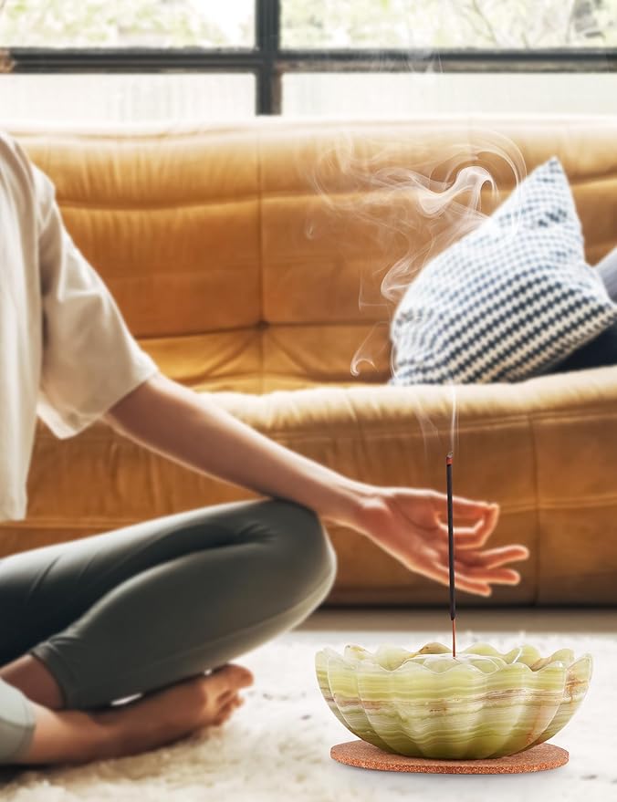 Radicaln Marble Incense Holder 5.5" Inches Green Handmade Palo Santo Stick for Home Décor, Modern Incense Holder for Sticks, Citronella incenses Stick for Room & Office Aromatherapy