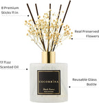 COCORRÍNA Reed Diffuser - Black Forest 17 Fl.oz Reed Diffuser with 8 Sticks Scented Diffuser with Preserved Flowers for Bathroom Home Decor
