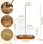 2 in 1 Incense Holder for Sticks, Dual-Purpose Incense Holder with Glass Ash Catcher, Anti-Ash Flying Burner and Organizer, Meditation Yoga Spa Home Decor for Sticks Cones(Wood, Dark Brown)