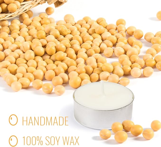 100 Pack Soy Tealight Candles - 100% Natural Soy Wax,4 Hours Long Burning,Unscented White Tea Candles Bulk for Party Centerpieces,Sabbath,Wedding