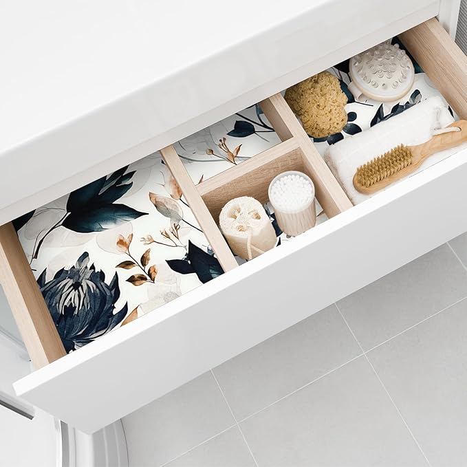 10 Sheets Drawer Liners for Dresser Scented Drawer Liners Non Adhesive Scented Paper for Fragrant Home Shelf Closet(Linen,Dark Style)