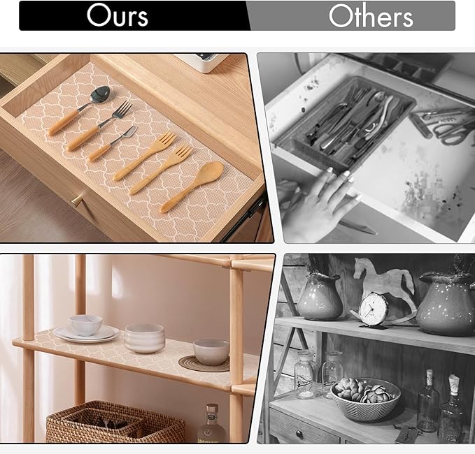 Cooyes Shelf Liner – Premium Non-Adhesive Cabinet & Drawer Liner for Kitchen – Waterproof Shelf Paper with Modern Pattern – Durable EVA Cabinet Mat – Easy to Cut