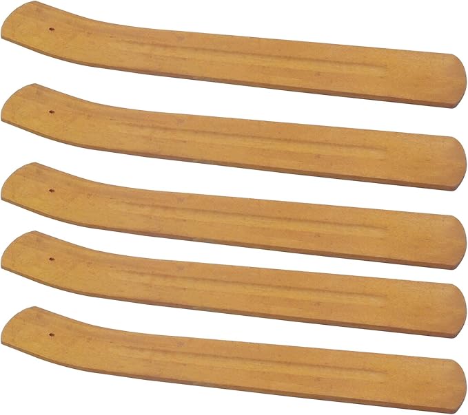 TrendBox 5pcs Handmade Plain Wood Wooden Incense Stick Holder Burner Ash Catcher Natural Design Buddhist