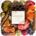 Qingbei Rina Fall Potpourri with Pumpkin, Cinnamon Scented Potpourri Bowl Filler,Thanksgiving Decorative Dried Flowers,Home Fragrance Sachet, Vase Fillers,Bathroom Decor(14oz)