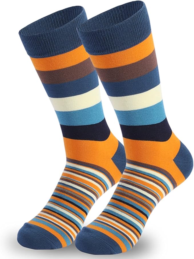 DRASEX Men's Dress Socks Funky Colorful Pattern Cotton Novelty Casual Crew Socks