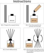 VFULIE 100PCS Reed Diffuser Sticks, 10 Inch Natural Rattan Wood Sticks Essential Oil Aroma Diffuser Sticks Refill Replacement for Aroma Fragrance (Black)