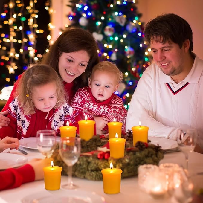 36 Pcs Beeswax Votive Candles Unscented Pure Beeswax Votive Candles Bulk Naturally Colored Bees Wax Candle for Home Room Party Wedding Spa Gift, 15 Hours Burn Time Each