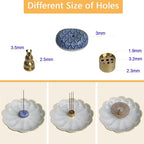 Ceramic Incense Holder for Sticks, Handmade Incense Burner Trays with 3 Pcs Incense Holes, Multi-Purpose Ash Catcher for Coils, White Sage & Palo Santo, Smudge Bowl for Meditation Yoga Decor (White)