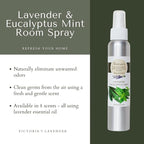 Victoria's Lavender Room Spray - All Natural Home Fragrance, Made in the USA with Pure Essential Oil Air Freshener & Odor Eliminator, Relaxing Scent, 2pk Lavender Eucalyptus Mint, 4oz each
