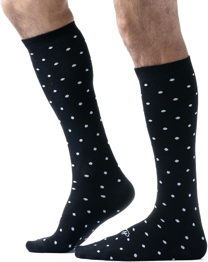 Pierre Henry Over the Calf Socks for Men (3 pairs) | Cotton Over the Calf Dress Socks | Long Socks Designed to Stay up 12+ hr