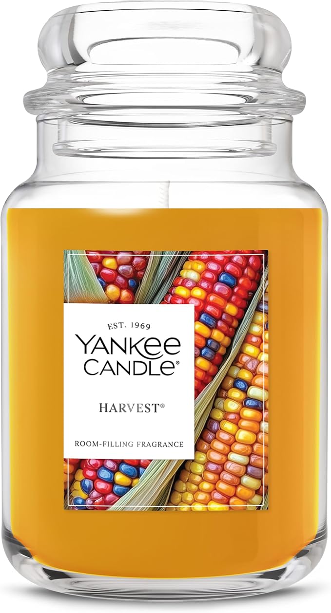 Yankee Candle Harvest, Fall Scented Candle, 22oz Large Jar with up to 150 Hour Burn Time