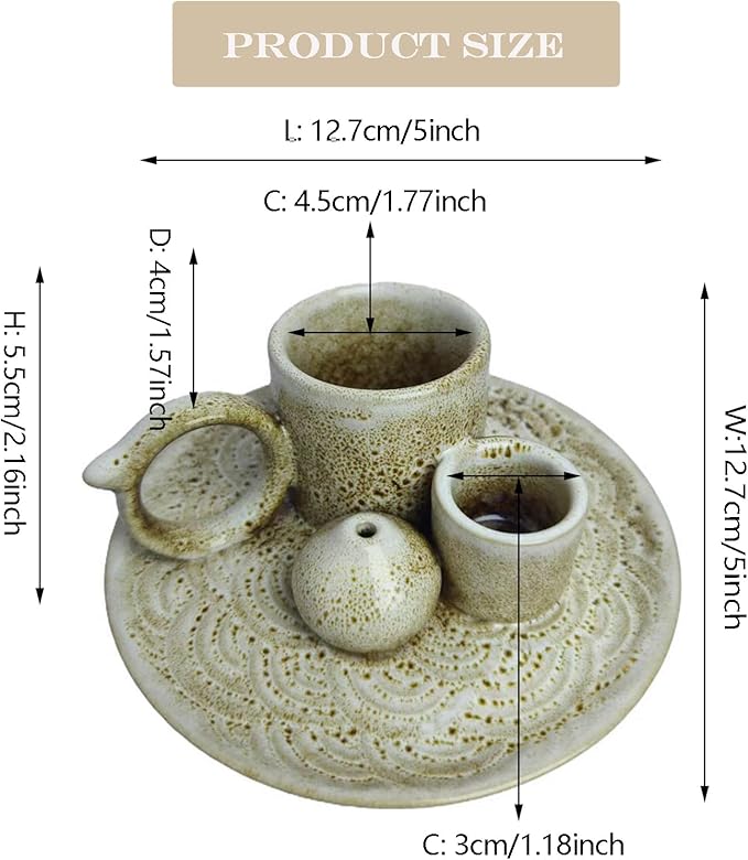 4 in 1 Incense Burner Holder for Sticks, Palo Santo Sticks Holder, Candle and Sage Holder for Burning Ceramic Ash Catcher Tray for Meditation Yoga Room Home Decor (Gray)