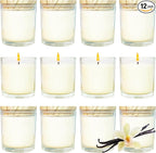 12 Pcs 6 Oz Bulk White Soy Candles,Vanilla Scented Candles Set,Bulk Aromatherapy Candle,Great Stress Relieving Scented Candle for Girls as a Gift for Birthdays, Weddings and More!