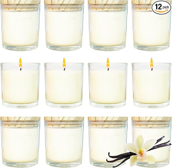 12 Pcs 6 Oz Bulk White Soy Candles,Vanilla Scented Candles Set,Bulk Aromatherapy Candle,Great Stress Relieving Scented Candle for Girls as a Gift for Birthdays, Weddings and More!