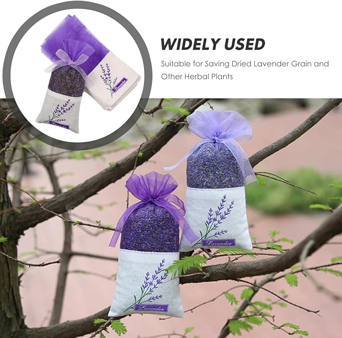 Sachet Bag，30 Pcs Empty Sachets Bag Lavender Flower Printing Fragrance (Light Purple)