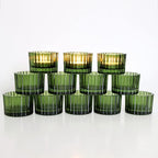 VOHO Green Tealight Candle Holder Set of 12, Glass Candle Holder for Wedding Table Centerpiece, Tea Lights Candle Holders Bulk for Home Decor(2''x 1.4'')