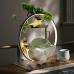 Backflow Incense Holder with Water Fountains and LED Light, Rockery, Maitreya and Plants Perfect for Relaxing or Home Decor (Maitreya witn Rockery)