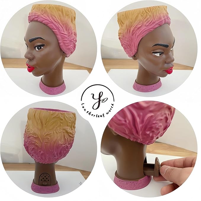 Head Scent: Elegant Head Incense Black Woman Burner, Modern Design, Stylish Head Scent Incense Holder Black Women, Sophisticated Home Decor, Desk Accessory (Blue Eye)