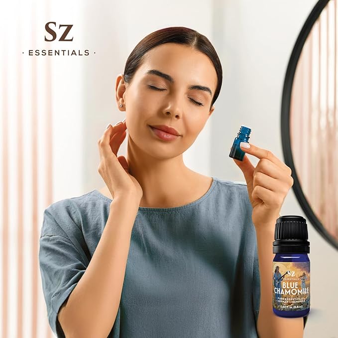 Blue Chamomile Essential Oil - Aka Deepest Blue German Chamomile - Bulgarian Grown Matricaria Recutita - Fresh, Earthy & Floral Scent - Therapeutic Grade & Vegan - 0.22 fl oz (6.5 ml)