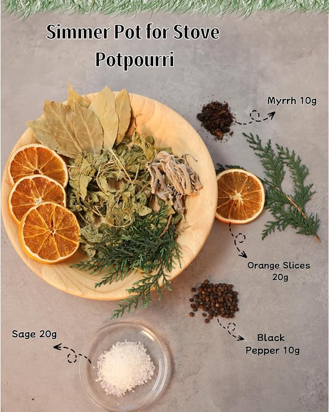 Simmering Potpourri, Potpourri Simmer Pot-Black Pepper, Bay Leaf, Orange Slices, and Sage Perfect House Warming Hostess Gift