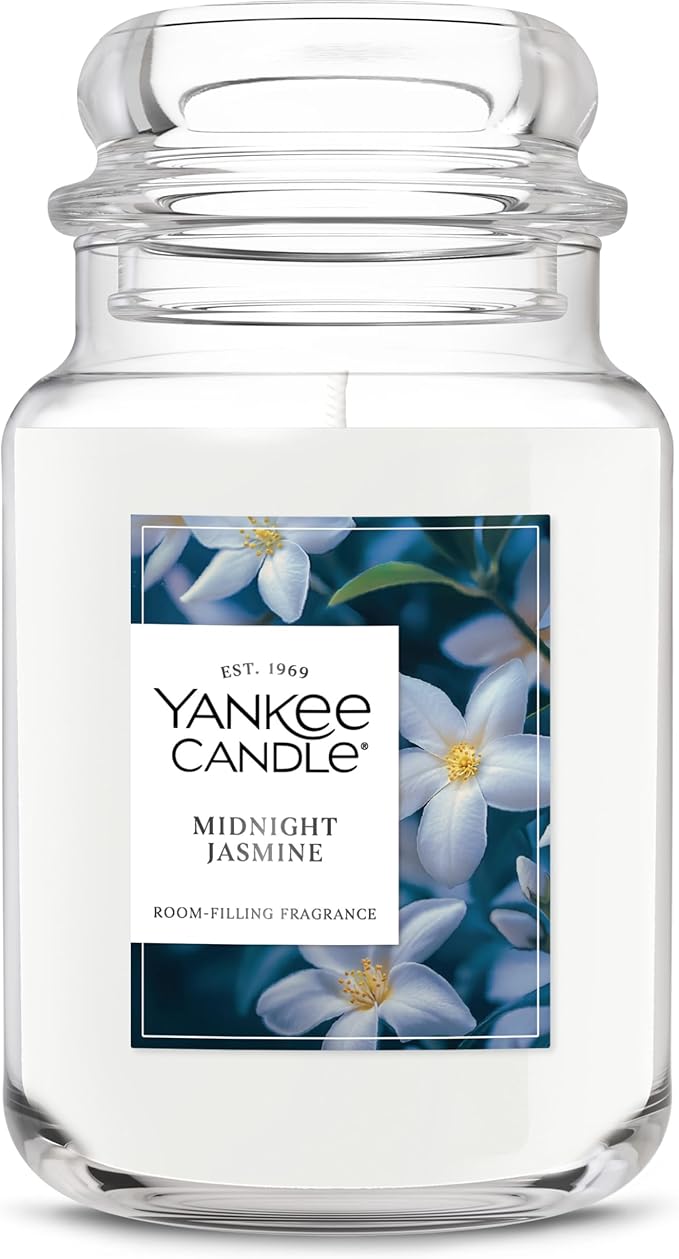 Yankee Candle Midnight Jasmine Scented Candle, 22oz Large Jar with up to 150 Hour Burn Time, Giftable