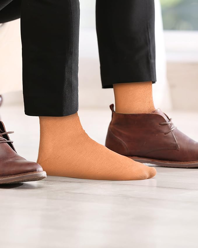 Feraricci Solid Color Casual Dress Socks for Men - Colorful & Comfortable Crew Socks