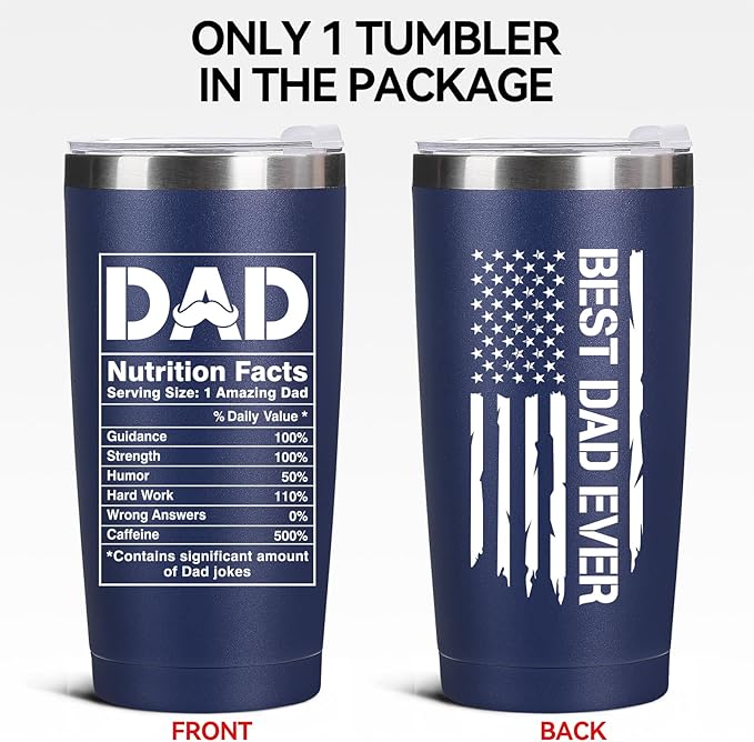Father's Day Gift for Dad from Daughter, Son, Kids - 20oz Coffee Mug - Best Bonus Dad Birthday Gifts for Father, Husband - Christmas Ideas Drinking Cup Tumbler, Navy Blue