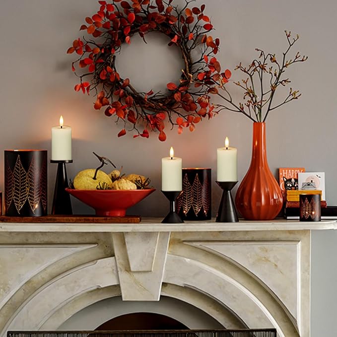 Mirror Surface Votive Candles Battery Operated with Remote Timer, 6pcs Real Wax LED Votive Candle Realistic Flickering for Wreaths Memorial Lantern Φ 2" H 4.5” Ivory Flameless