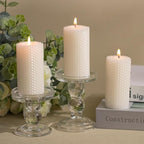 KONNI Beeswax White Pillar Candles Set of 3, 2"x 4" Unscented Pillar Candles Bulk, 20 Hours Long Burning Candles, Smokeless&Dripless Large Round Candle for Wedding, Decoration, Parties, Spas, Dinner