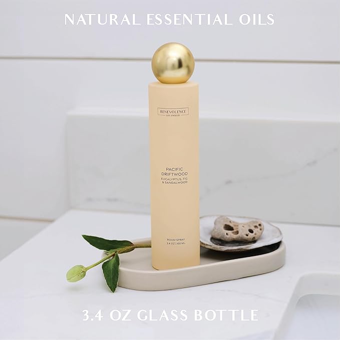 Benevolence LA Pacific Driftwood Room Spray | Eucalyptus, Fig & Sandalwood | 3.4oz | Versatile Home Fragrance, Pillow & Linen Spray | Low VOC, No Alcohol | Malibu Sands Collection
