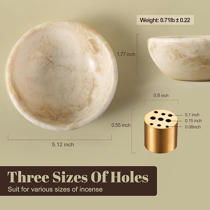 Koville Natural Marble Incense Holder, Incense Holder for Sticks with 9 Holes, Handmade Incense Burner Ash Catcher for Meditation Yoga SPA, Balsam Fir/Palo Santo/Sage/Cone (Z)