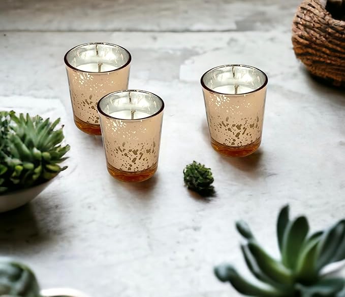 Mister Candle - Citronella Scented Rose Mercury Filled Glass Votive Candles Jars with Soy Wax, Perfect Home Decoration, Wedding Favors Hand Poured in USA (Set of 12) (Citronella)